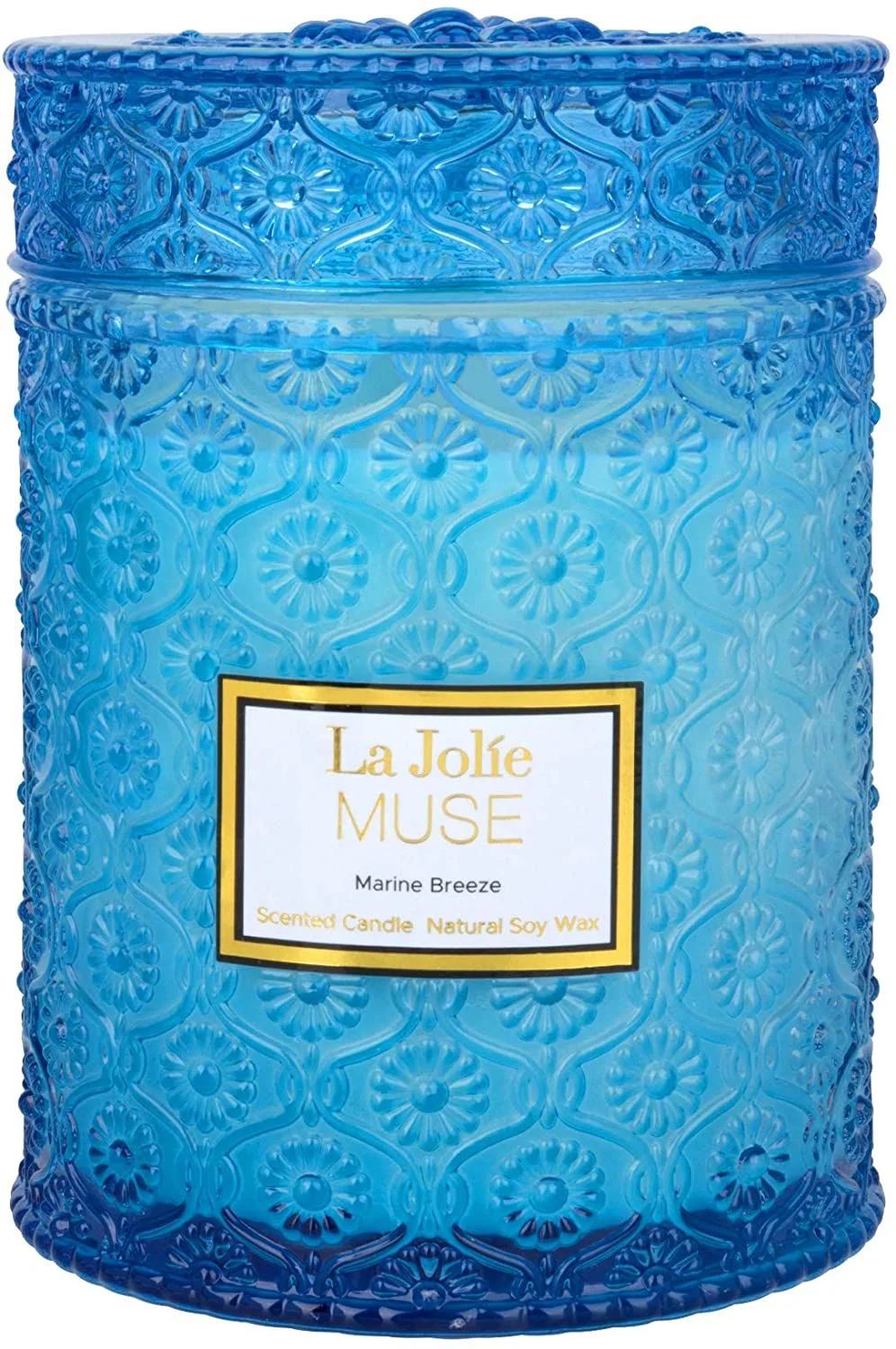 LA JOLIE MUSE アロマキャンドル マリンブリーズの香り 100％天然大豆キャンドル 燃焼時間90時間 550g 大型 ジャーキャンドル 家庭用