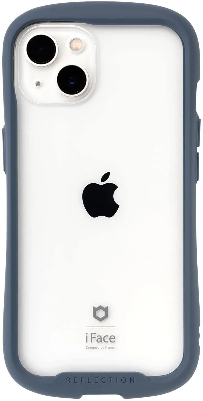 iFace Reflection iPhone 13 ケース クリア 強化ガラス (ネイビー)