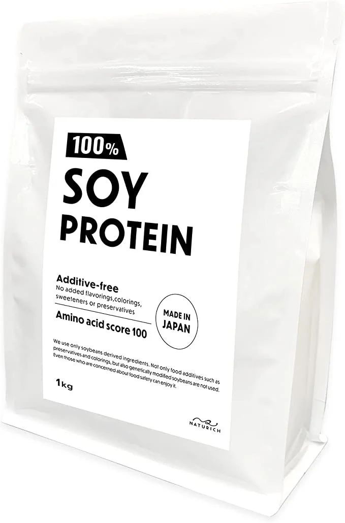 naturich 100% ソイプロテイン 1kg 無添加 プレーン 非遺伝子組換え大豆 ブラジル産 国内製造 甘味料不使用 BCAA・EAA含有量豊富 アミノ酸スコア100