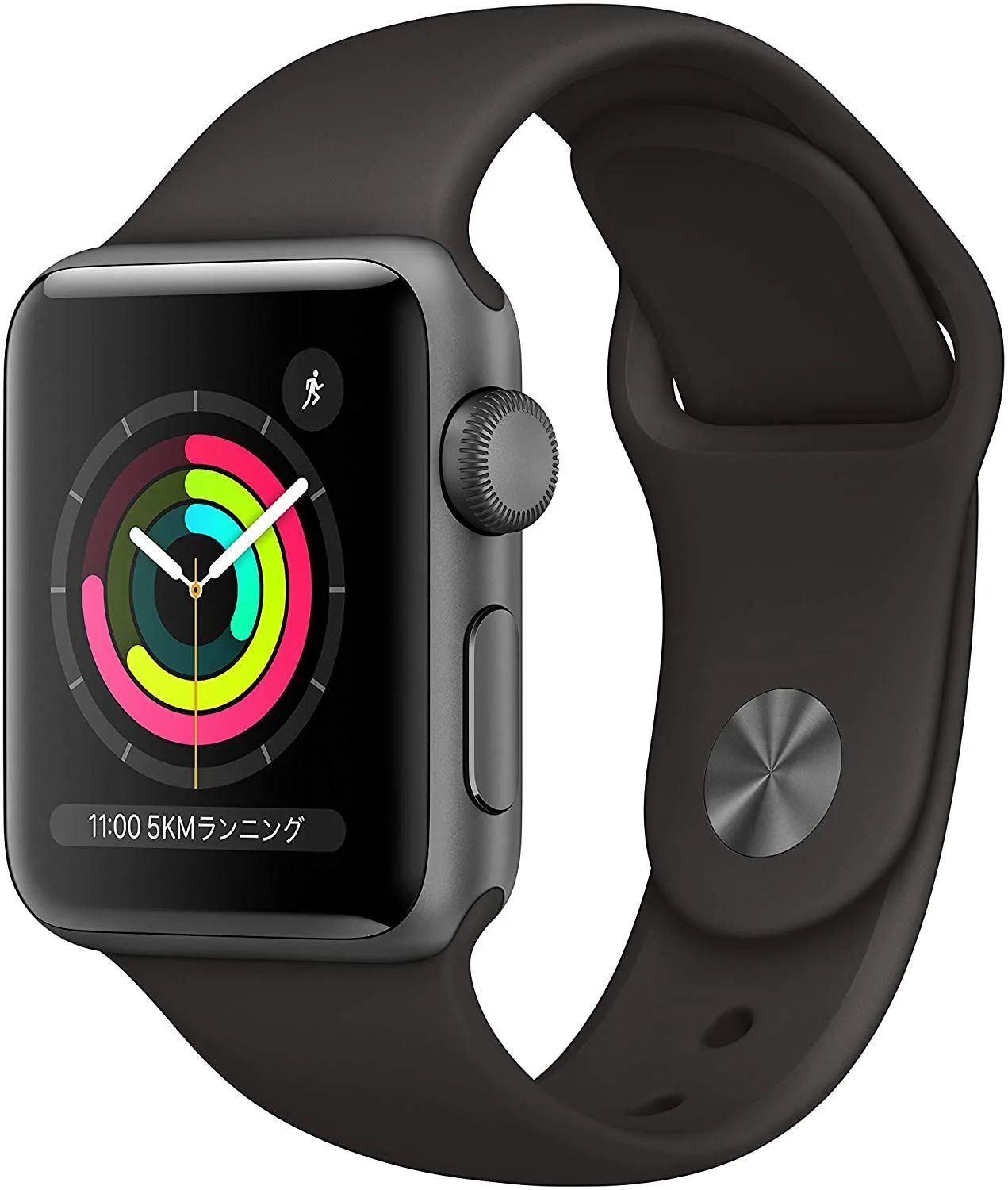 Apple Watch Series 3(GPSモデル)- 38mmスペースグレイアルミニウムケースとブラックスポーツバンド