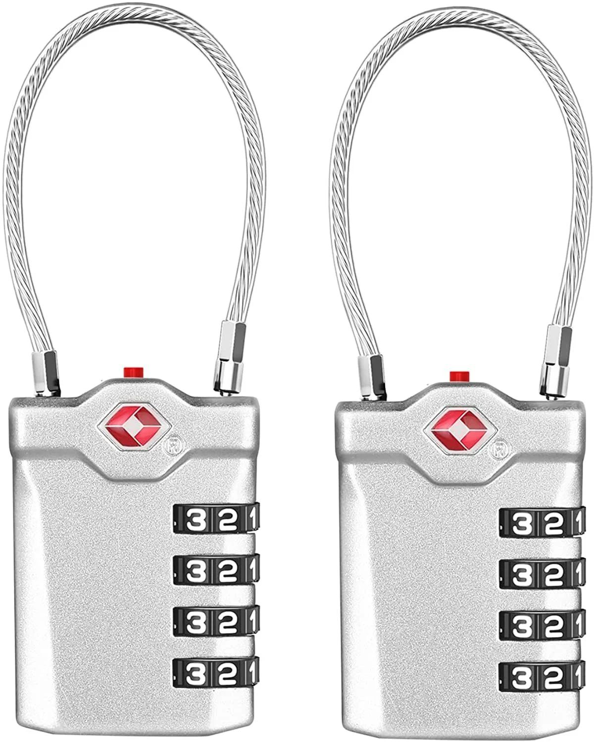 ZHEGE TSAロック 南京錠 旅行 ダイヤル式 ワイヤーロック 暗証番号 荷物、スーツケース、バックパック用