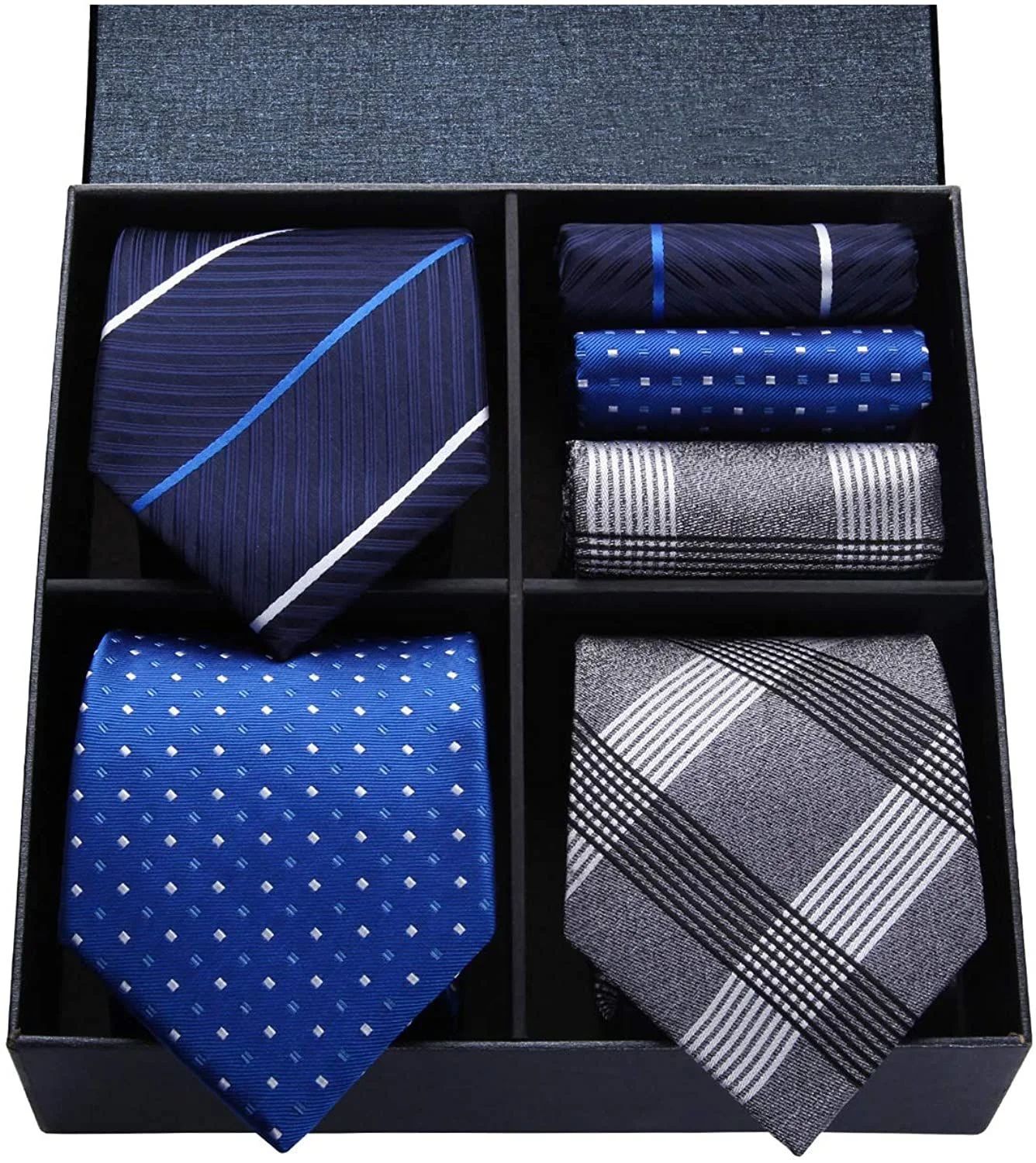 HISDERN ネクタイとポケットチーフ 3本セット 高級 ギフトボックス付き 20柄物 ビジネス 結婚式 父の日プレゼント