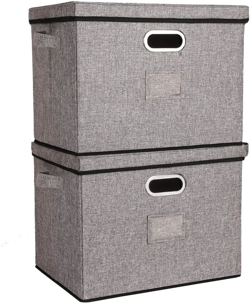 Lukeline ナチュラルな色合い 収納ボックス ふた付き 大容量46L 2個セット 収納 ケース 収納箱 折りたたみ式