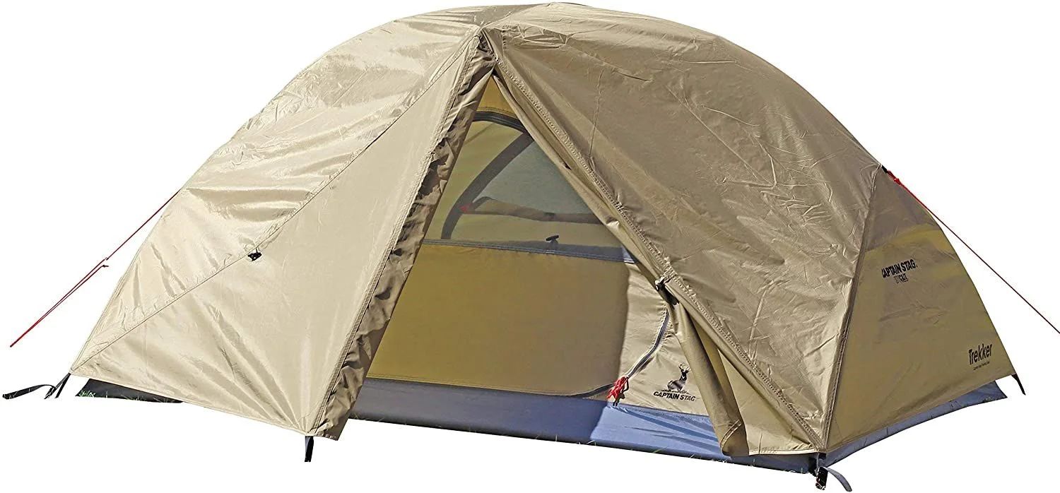キャプテンスタッグ(CAPTAIN STAG) テント ツーリング ドームテント アルミテント 2人用 UVカット アルミポール採用 カーキ フライ210×255×H115cm インナー210×135×H105cm